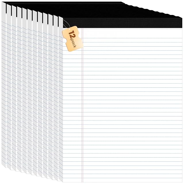 12Packs Legal Pads 8 5 x 11 Inch 50Sheets Pack College Ruled Perforated White Writing Pads Pads of