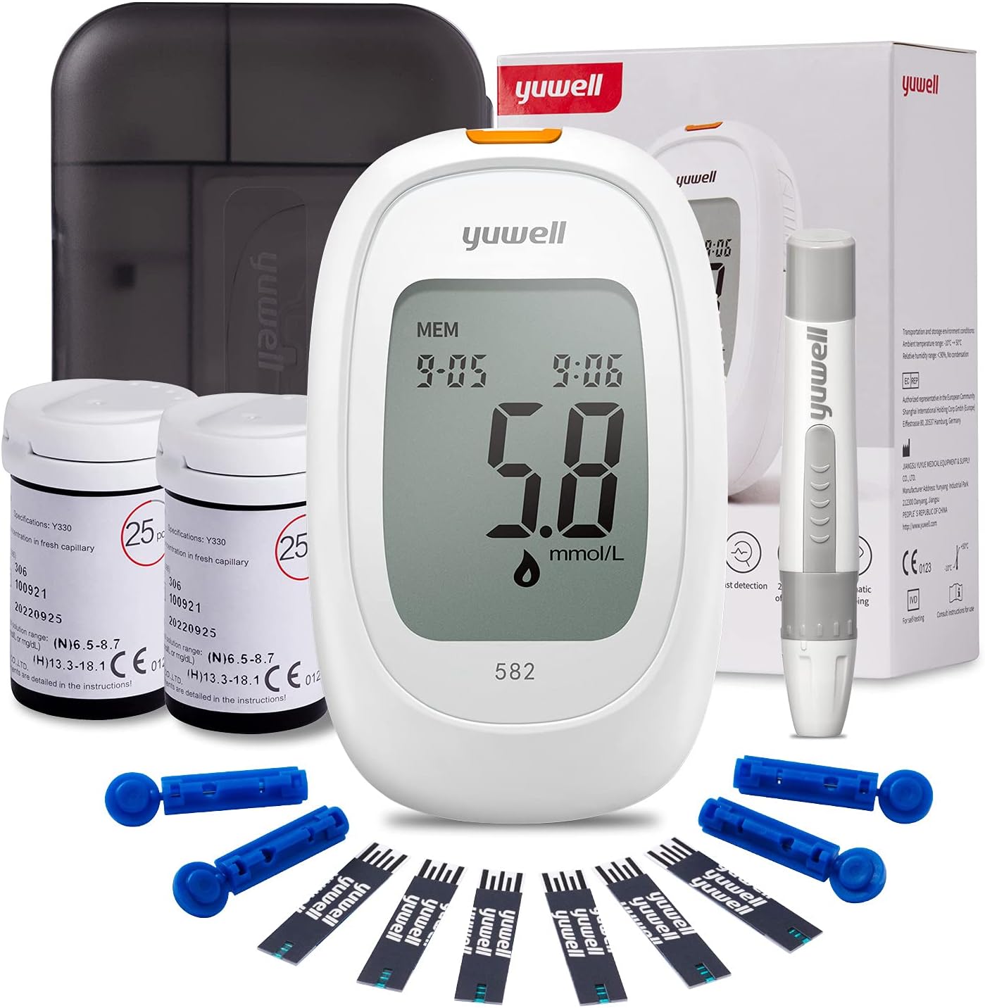 Yuwell Blood Glucose Test Strips & Lancets 50pcs (Model 582 & 710) - Diabetes Test Strips For Yuwell Glucose Meter 582 & 710 | Buy Now With Express International Delivery