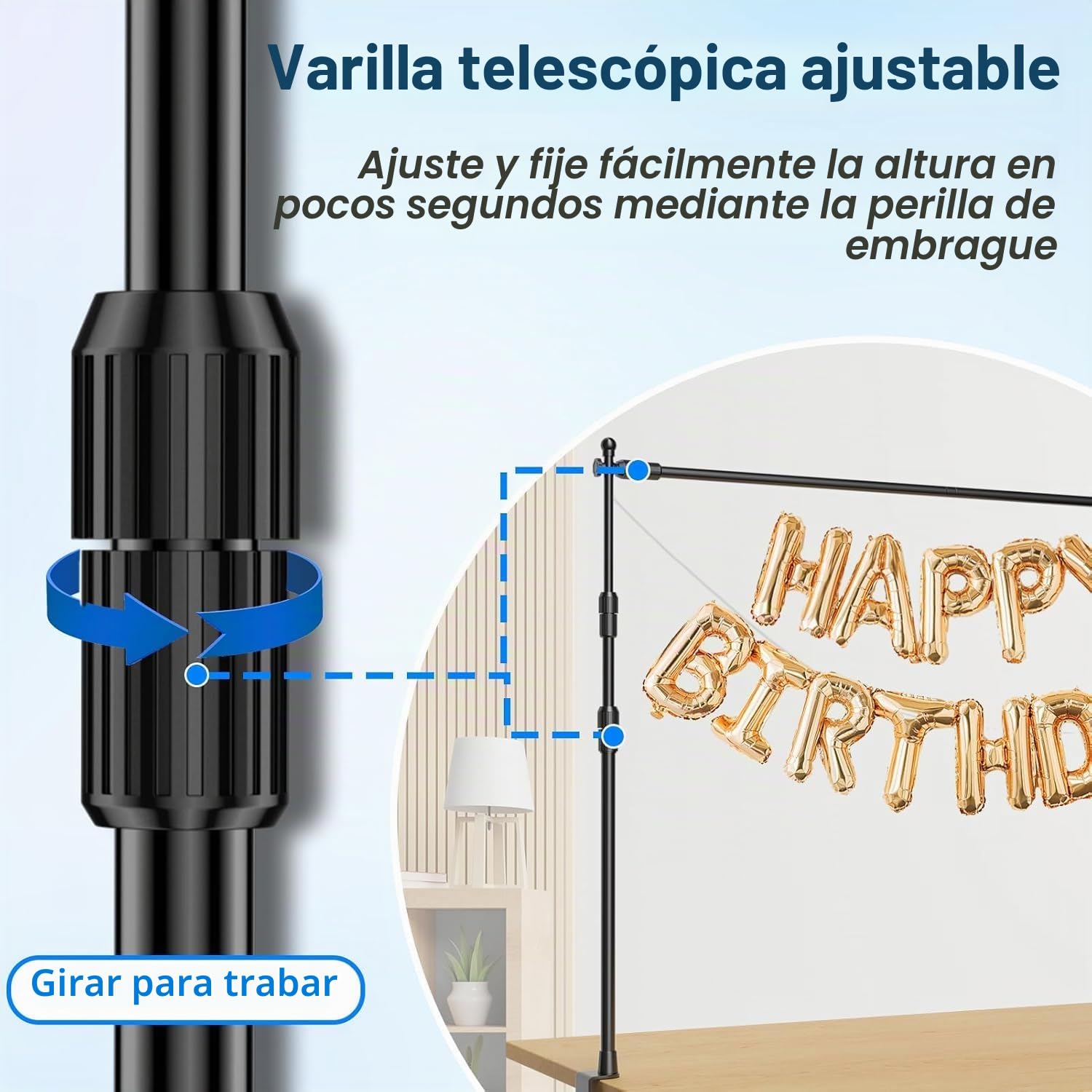 EMART Soporte Fondo Fotográfico Ajustable 180x240cm, Soporte de Fondo de Mesa con Abrazaderas, Arco Decorativo de Mesa para Cumpleaños, Bodas, Fiestas, Decoración de Aniversario
