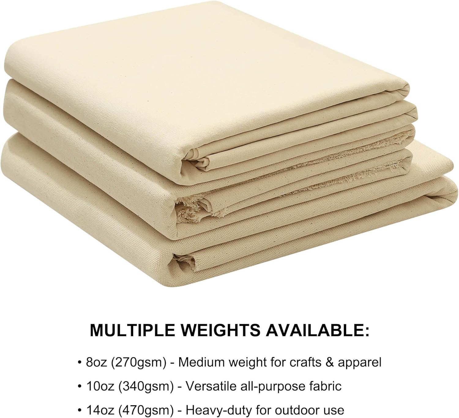 14oz Natural Cotton Duck Canvas Fabric for Sewing, Home Décor, Embroidery, Arts and Crafts, 63 Inch by 2 Yard