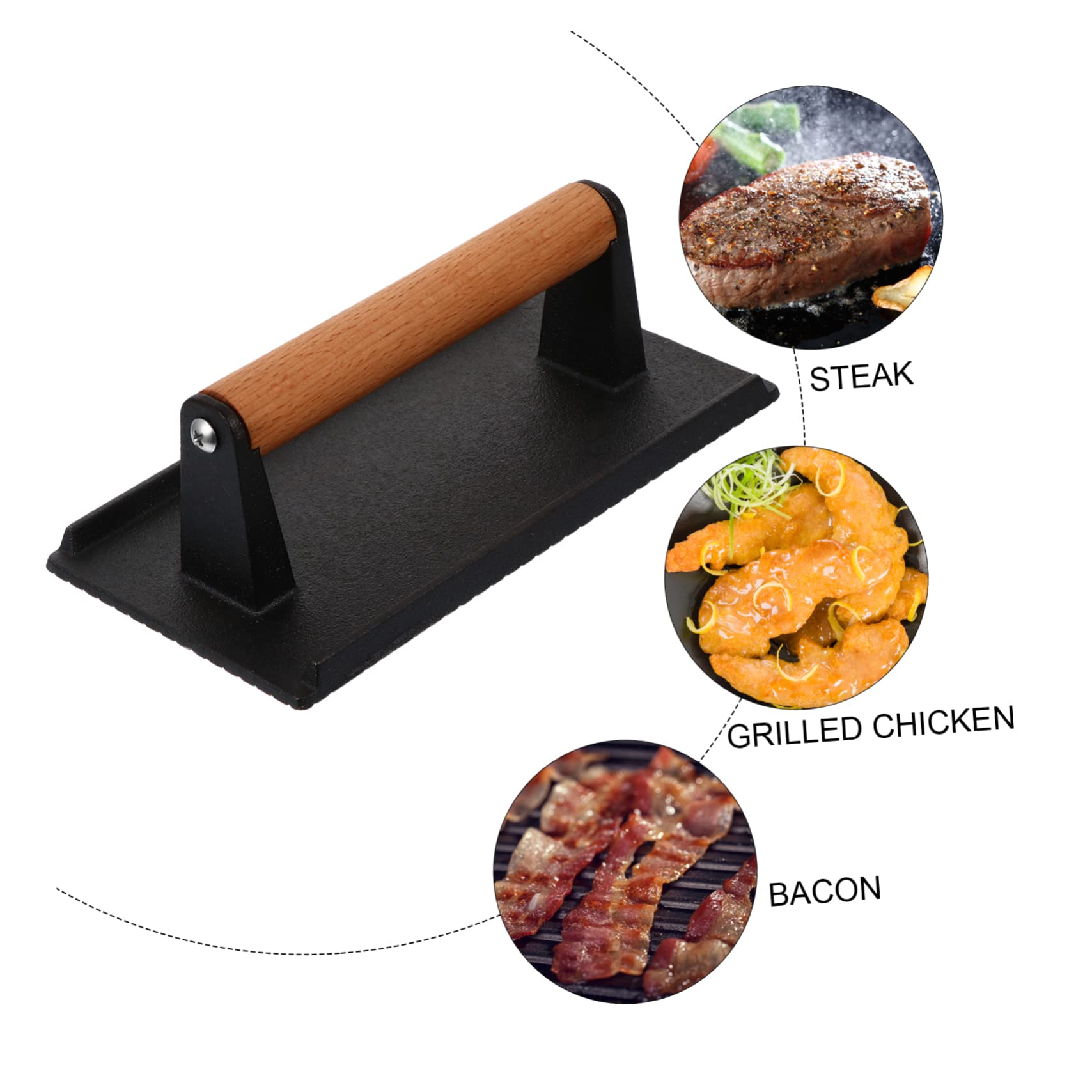 ifundom 1pezzi Piastra per Grigliare Manico in Legno Piastra per Bistecca per Pancetta per Cottura Uniforme e Sana