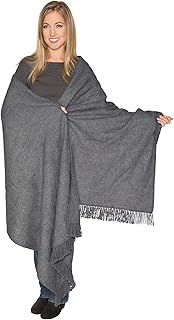 Extra Long and Wide Alpaca Wrap/Shawl with Cozy Handmade Fringe - Alpaca Carrasco