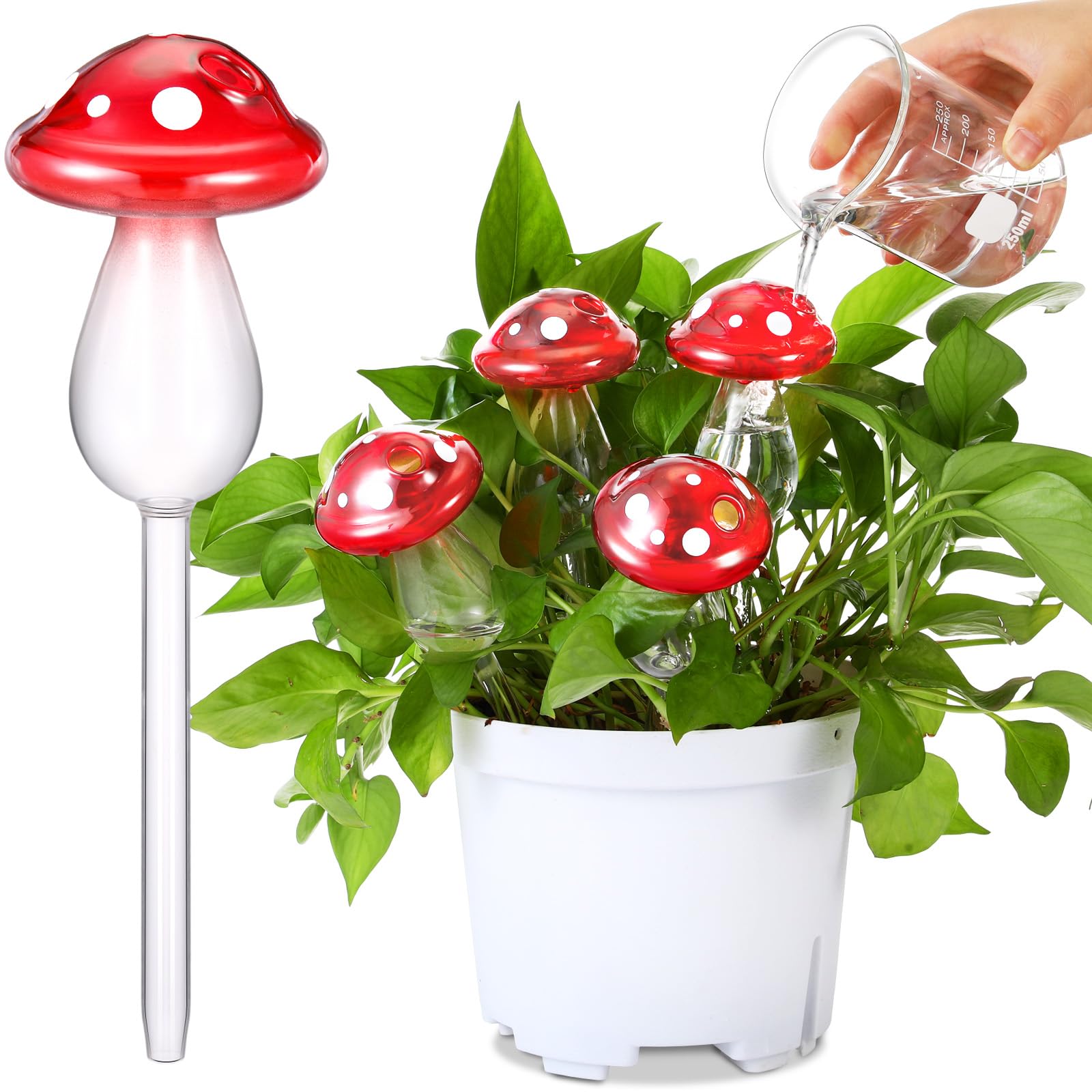 Weysat Lot de 4 globes d'arrosage automatique en verre pour plantes d'intérieur, appareils d'arrosage de champignons, bulbes d'arrosage automatique pour plantes, plantes, plantes en pot pour jardin