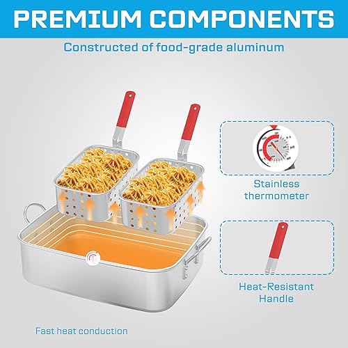 Miniatura 4 de Freidora de Propano de 50,000 BTU - Freidora Doble de Aluminio de 18QT con 2 Cestas - Freidora de Gas Aprobada por CSA - Ideal para Alitas de Pollo,