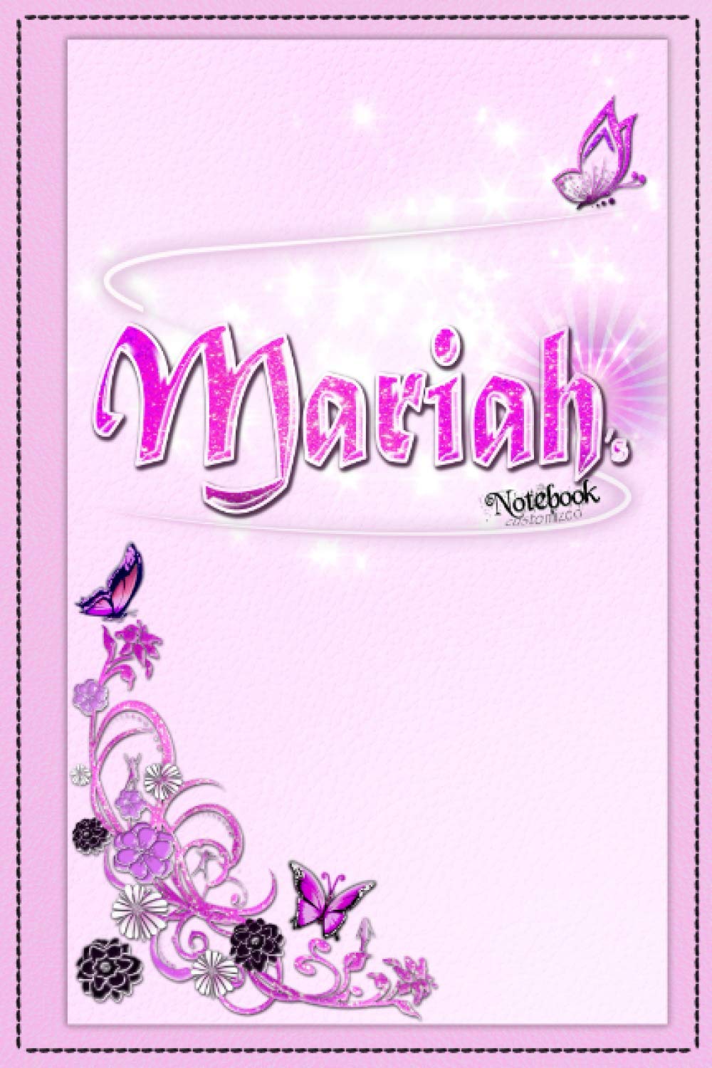 Mariah's customized name paper Notebook: Personalized lined composition notebook for girls and women named Mariah, cute girly design butterflies, ... pink, and purple (personalization gifts)