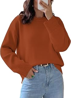WIHOLL Womens Sweaters Crew Neck Fall Tops Trendy Long Sleeve Shirts Fashion Women's Clothing
