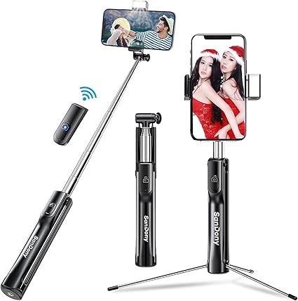 Amazon Sandony 自撮り棒 Ledライト付き Bluetooth セルカ棒 軽量 無線 三脚 一脚兼用 360度回転 8段伸縮 リモコン付き 折りたたみ 持ち運びに便利 Iphone Android等スマホ対応 黒 Sandony 自撮り棒