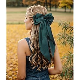 SUSULU Satin Bow Hair Clips for Women,Big Green Hair Bows Hair Slides Metal Clips Long Ribbon Hairpin Girls Barrettes Party Half-Updo Ponytail Accessories 2pcs