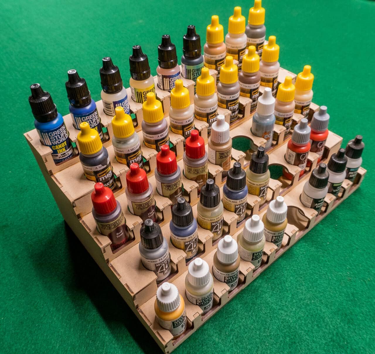 GameCraft Miniatures Paint Rack - 26mm, for Vallejo and Army Painter Style Dropper Bottles