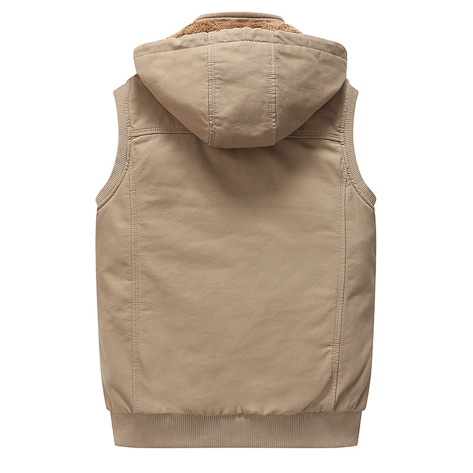 Hombre de Invierno con Capucha Fleece Gilet Chaleco Outwear Outwear Outdoor Casual Stand-up Collar Cardigan Cálido Carga Chaleco Hombre Cremallera Chaqueta Abrigo to Armygreen-L