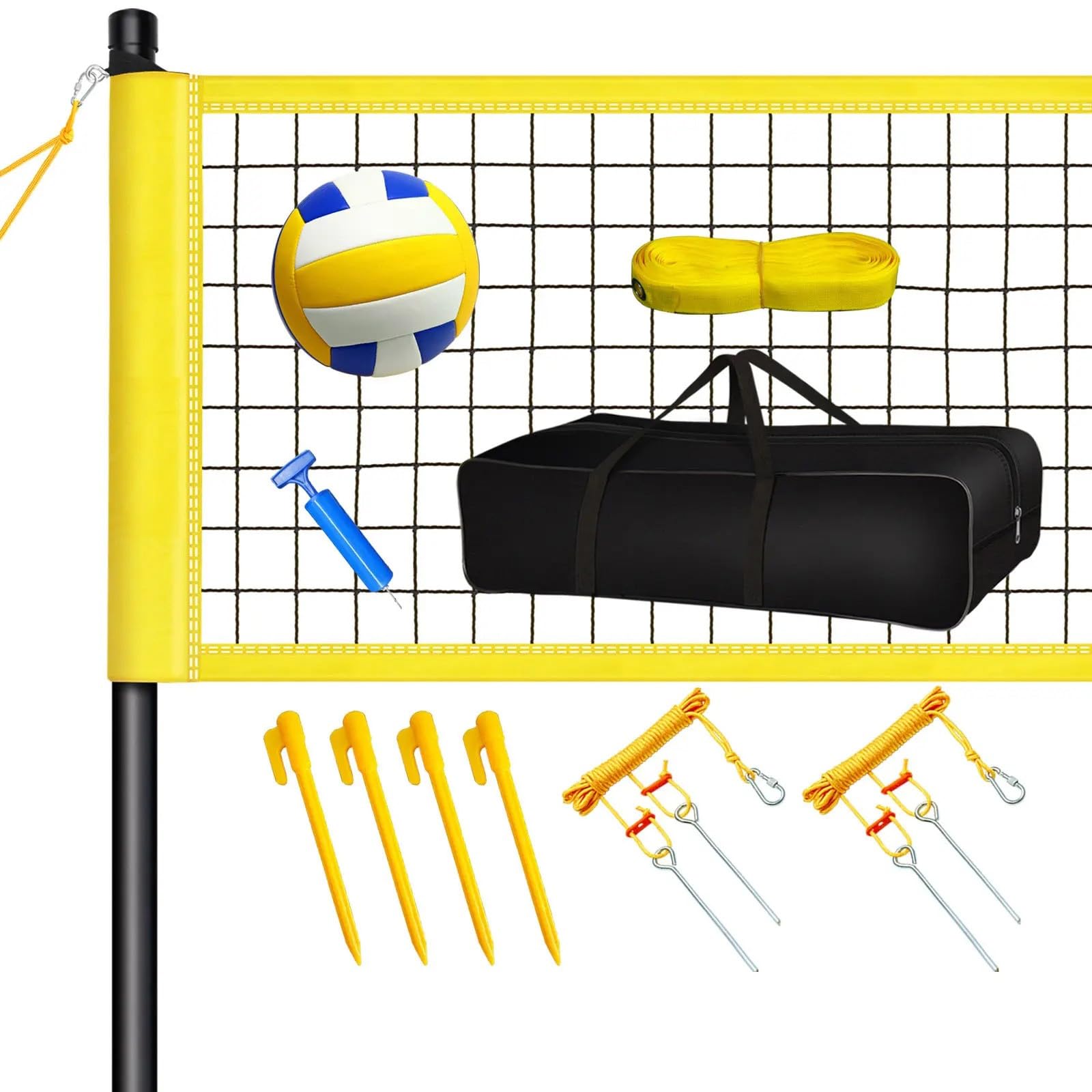 NEWFUN Red Voley Playa, Juego de Red de Voleibol Portátil, Regulable en Altura, Apto para Jardín, Playa y Césped