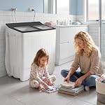 Giantex laveuse portable, 26LBS Tub jumeau Mini Compact lave-linge Spinner Combo avec pompe à égoutter, 18Lbs Lave-linge et 8Lbs Spinner pour Appartements, RVs, Dorms, Gray+White