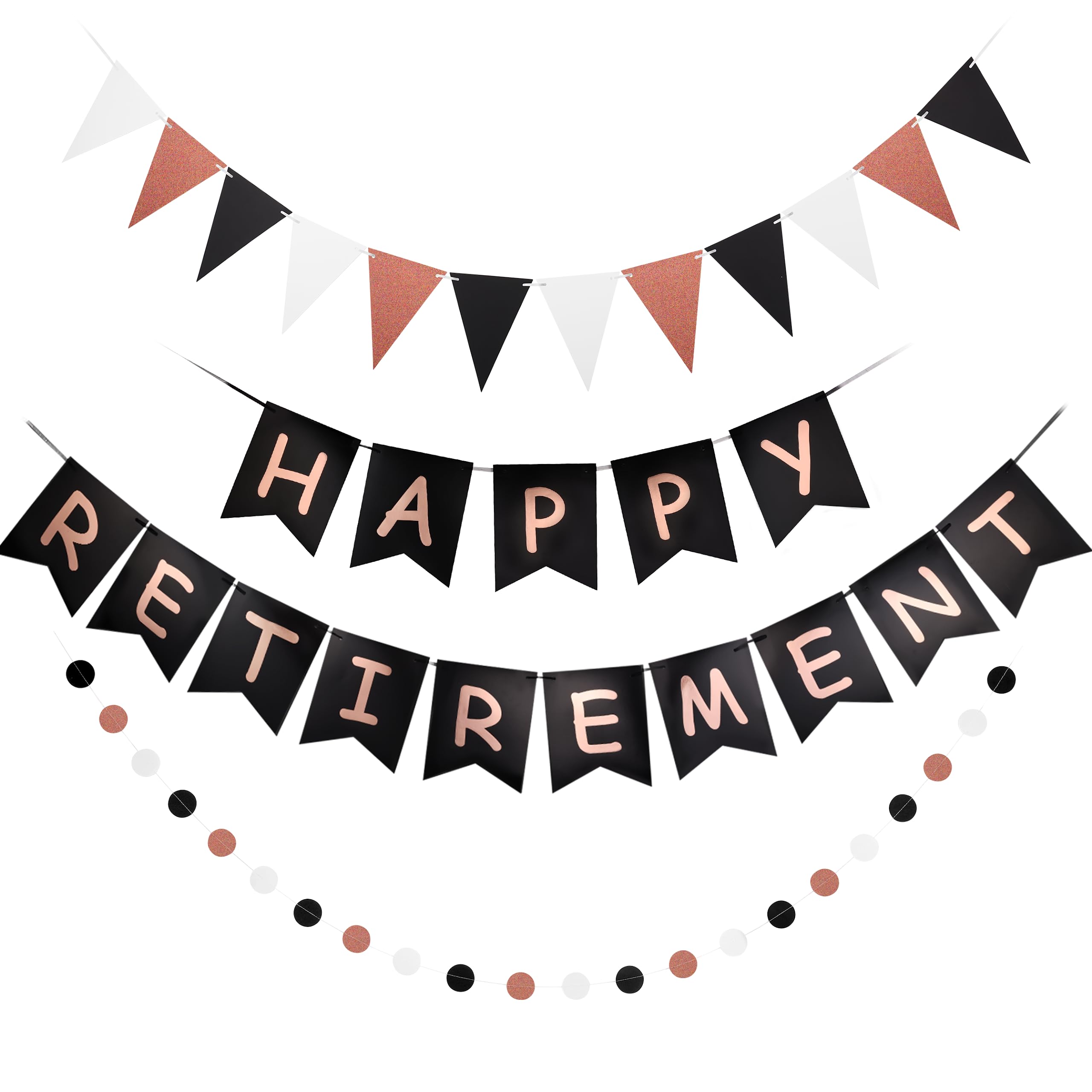 Happy Retirement Glitter Banner - 4.5ft Gold Script Bunting For Party Decorations