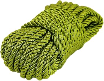 5mm Olive Green Twisted Satin Cord 10yds for Crafts Sewing