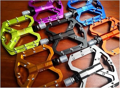 Miniatura 2 de SaditY Mountain Skid Bike Pedal Platform Bike Flat Alloy Pedals 916" 3 Bearings for Road MTB Fixie Bikes (Color  Orange)