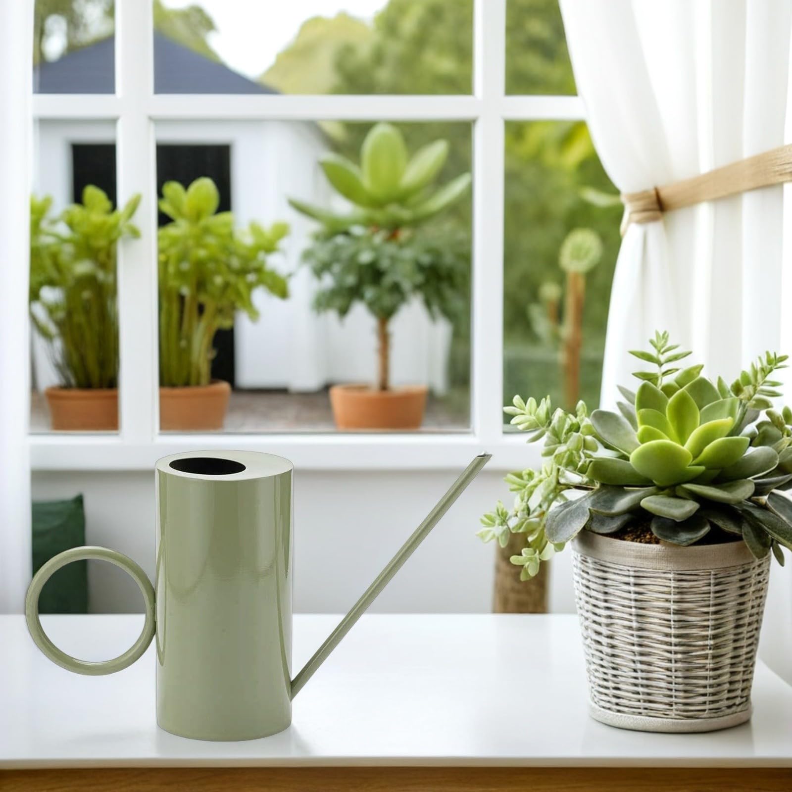 Uonlytech Arrosoir pour Arrosage Précis en Acier Inoxydable avec Long Bec 1500ml des Plantes D'intérieur et Succulentes, Léger Jardinage la Maison