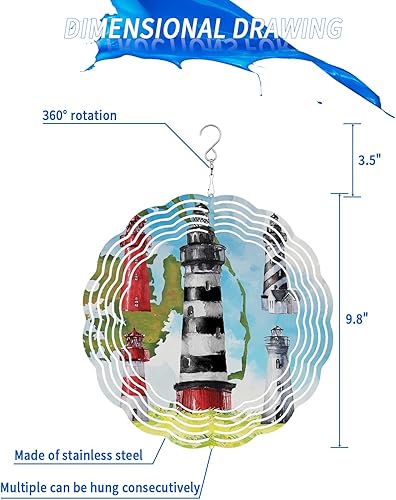 Miniatura 7 de Escultura de viento colgante de acero inoxidable 3D para interiores y exteriores, decoración de jardín para interiores y exteriores, isla costera