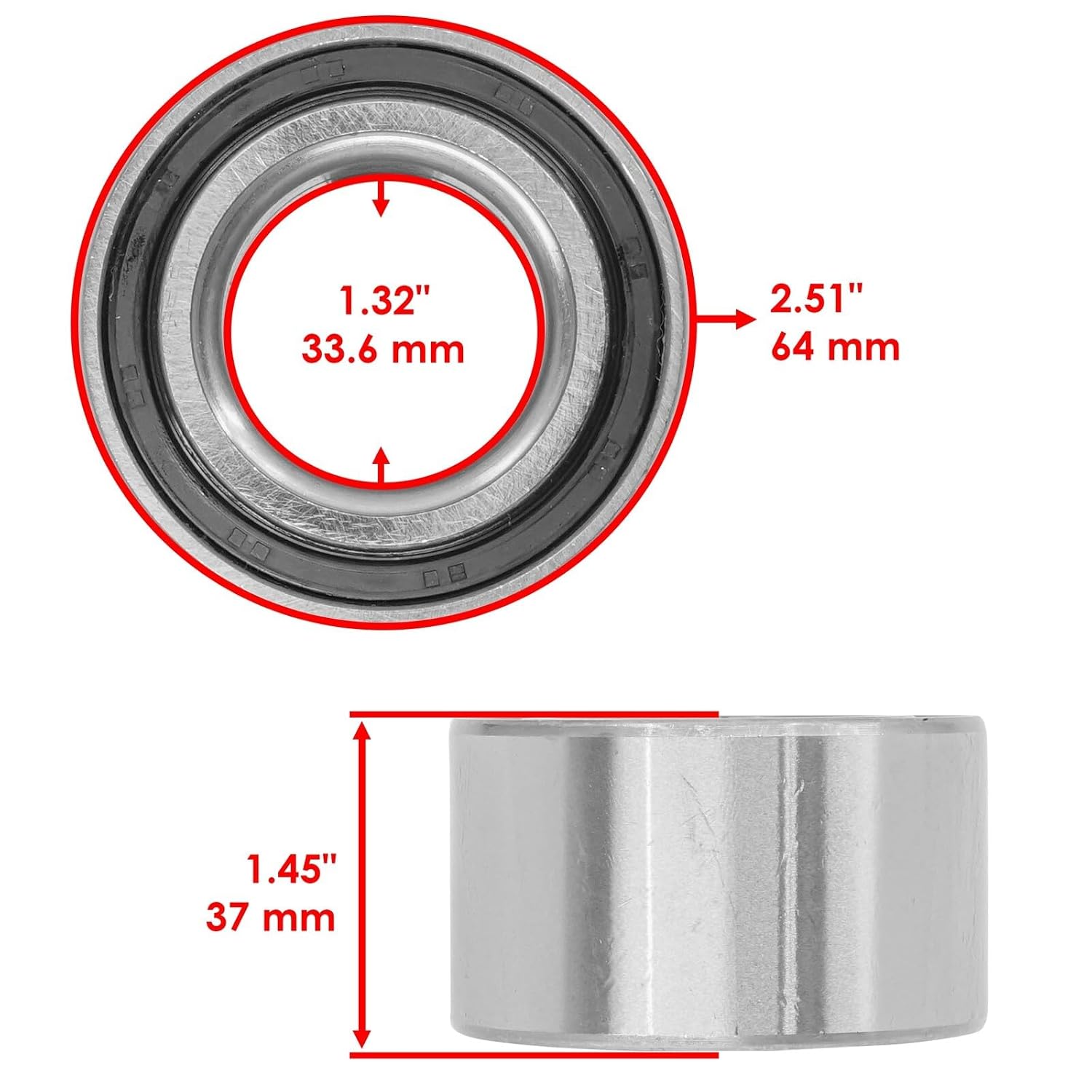 Powersports Replacement Parts for Front or Rear Wheel Bearing for Honda Big Red 700 MUV700 2009 2010-2013 Mod-C33C-4982