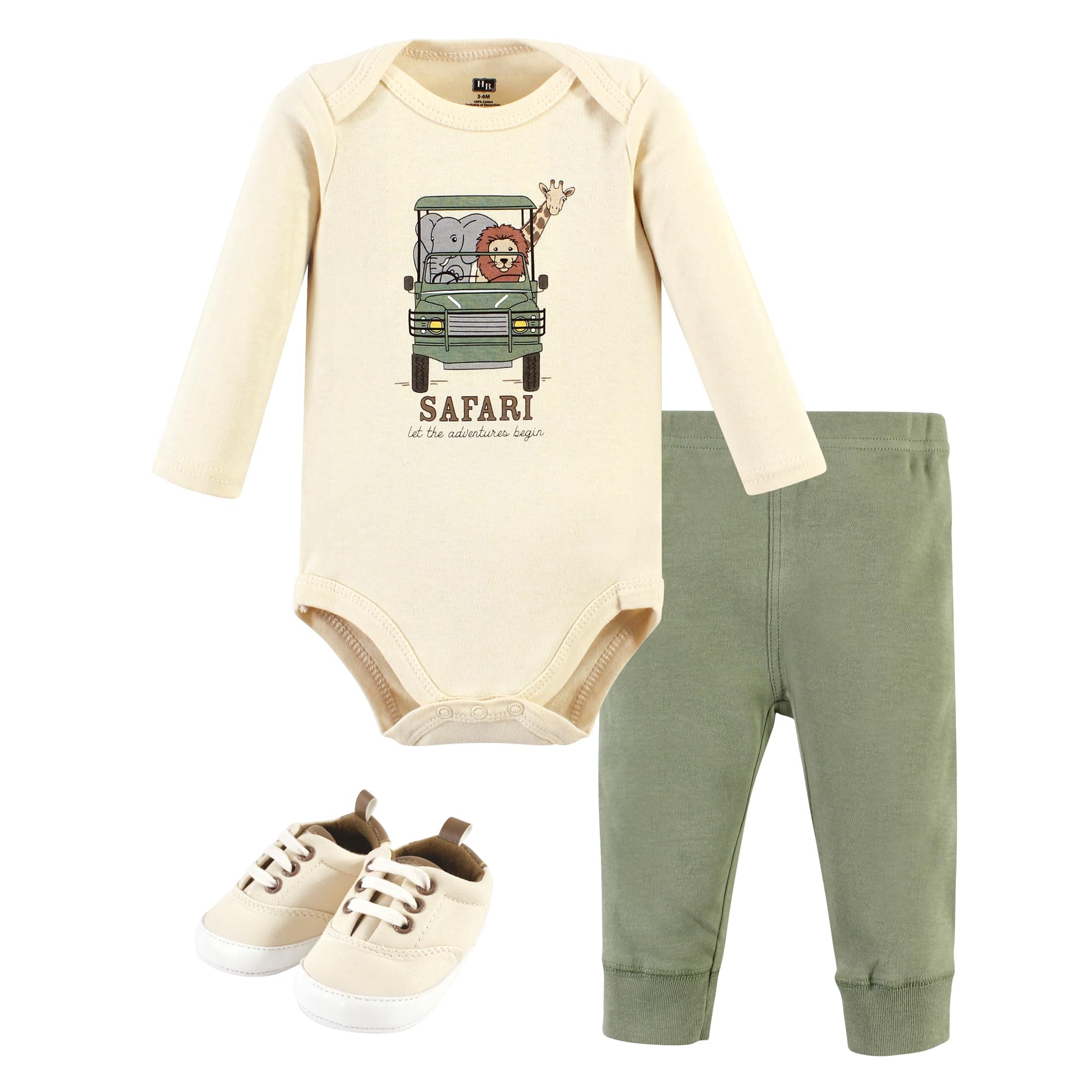 Hudson Baby Unisex Baby Cotton Bodysuit, Pant and Shoe Set