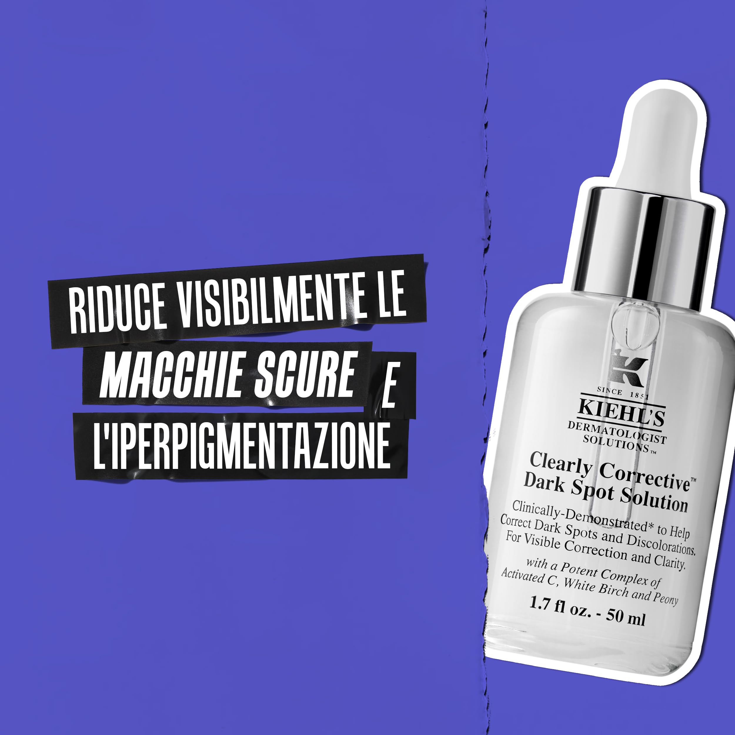 KIEHL'S Clearly Corrective Dark Spot Solution, Siero Viso Illuminante, Per Tutti i Tipi di Pelle, Corregge Macchie Scure e Discromie, Con Vitamina C Attiva e Acido Salicilico Tamponato, 50 ml