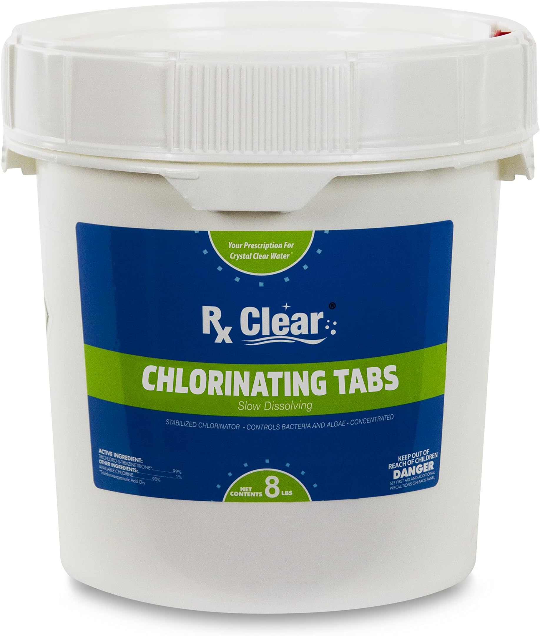 Rx Clear 1" Stabilized Chlorine Tablets - 8 lbs W/Small Chemical Dispenser