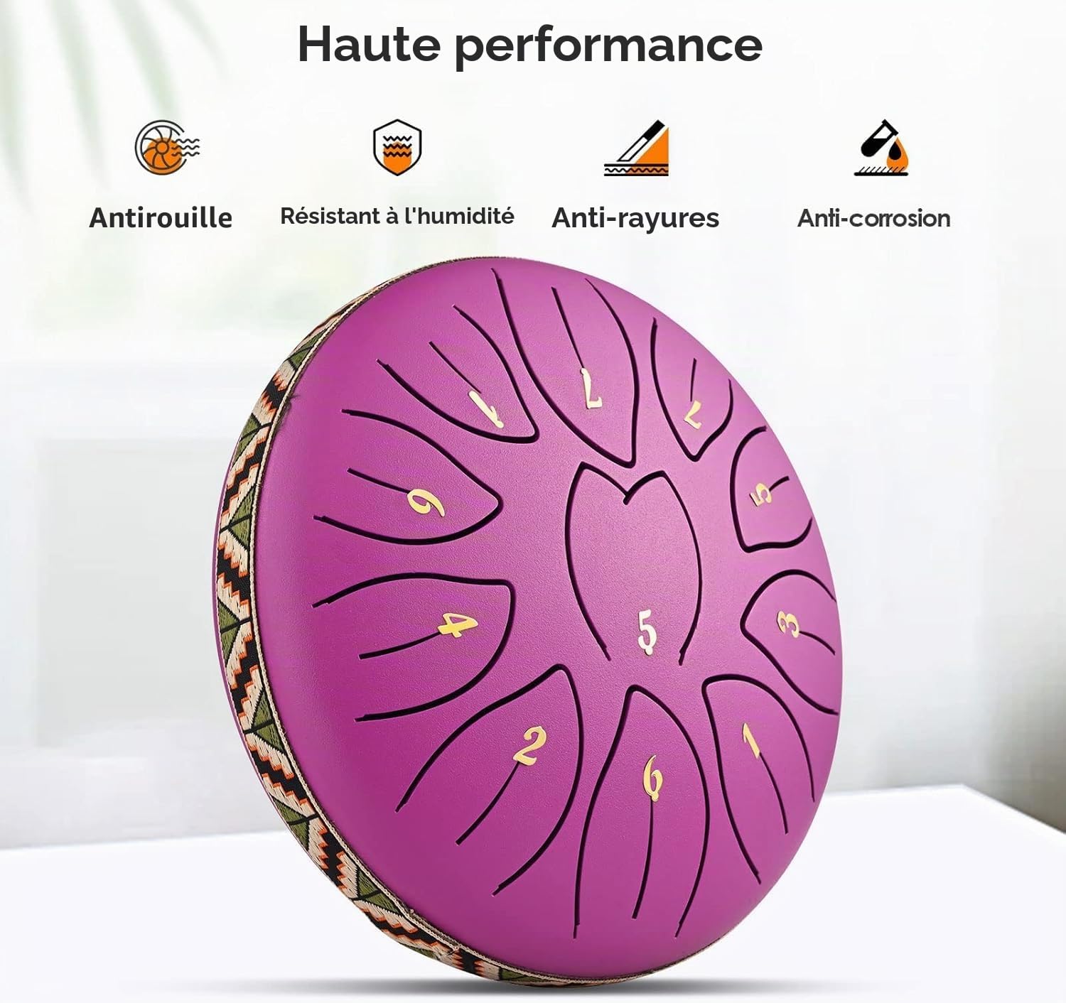 Tambour de Langue en Acier 6 Pouces 11 Tons Steel Tongue Drum Handpan Instrument Percussion avec Pilons, Sac de Rangement, Médiators, Livre de Musique pour Méditation, Yoga