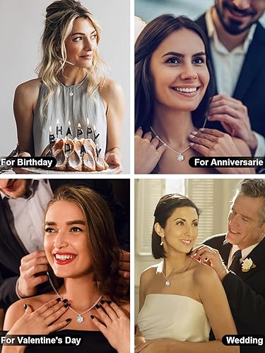 Miniatura 7 de ENDISO 13CT Moissanite Necklace 925 Sterling Silver Pendant Necklace with 18K White Gold Plating, D Color VVS1 Diamond Necklace. Birthday,