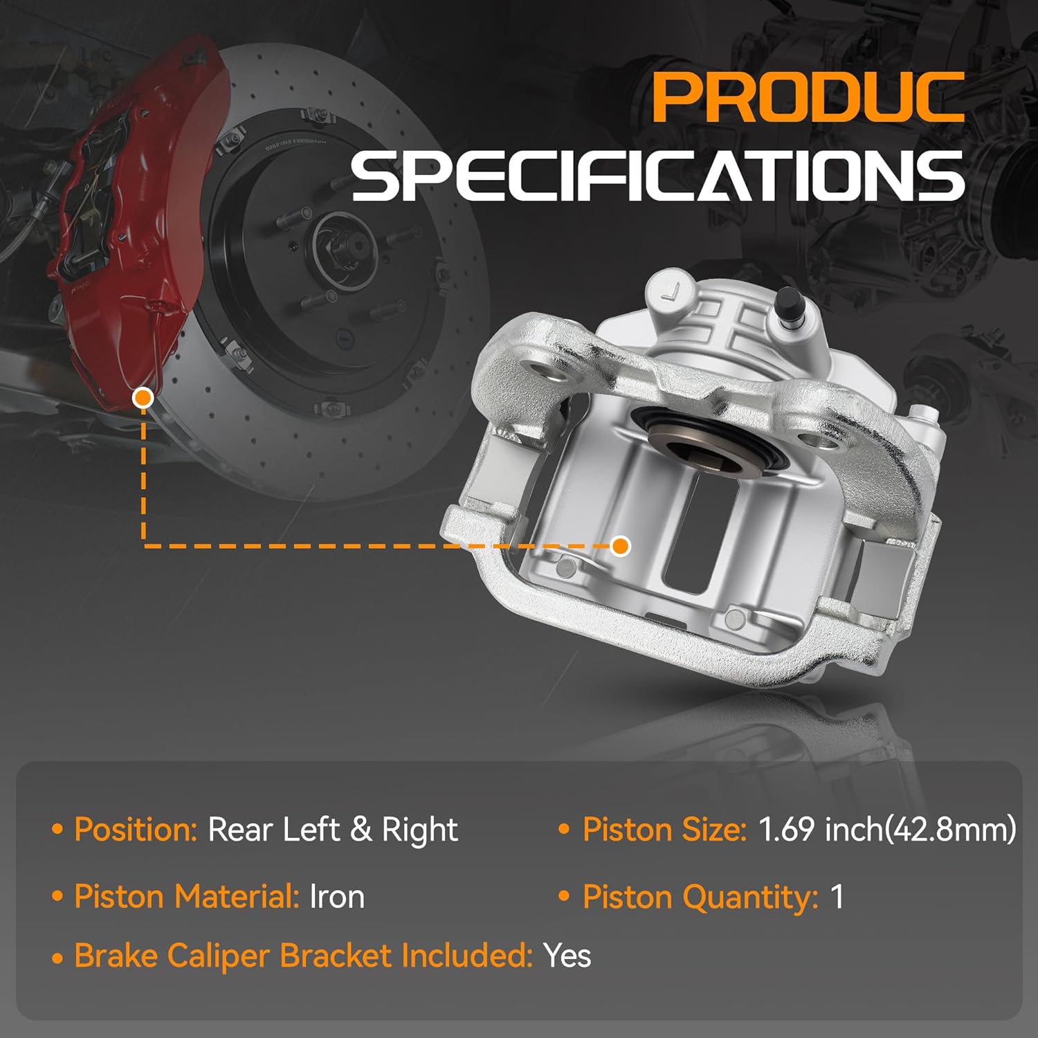 2PCS 19B2792A 19B2793A Rear Left & Right Brake Calipers with Bracket (Metal Piston) Compatible with Infiniti G35 2005-2008/ G37 2009-2010/ M35/ M45 2006-2009, Nissan 350Z 2006-2009/ 370Z 2009