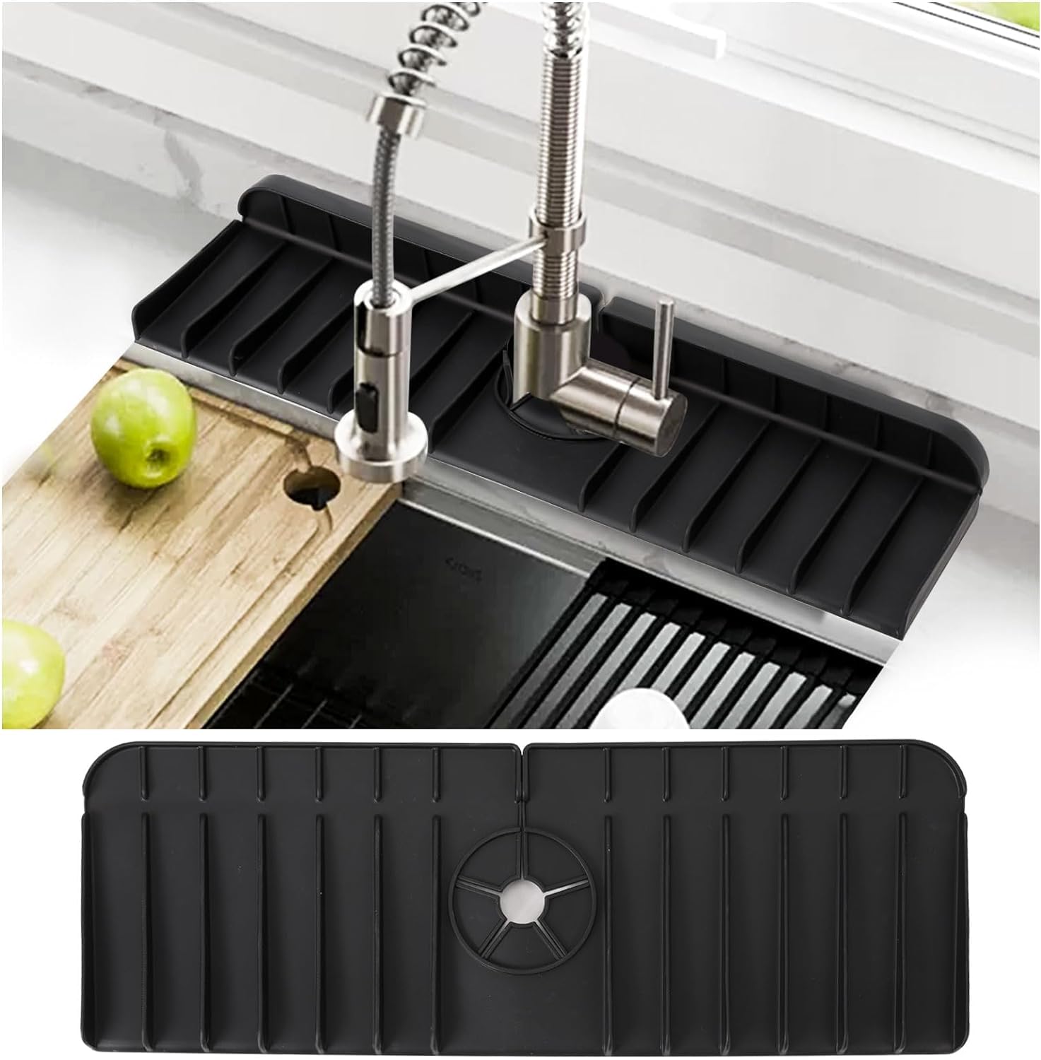 Kitchen Sink Splash Guard Silicone Faucet Splash Catcher Mat, Waterproof Reusable Anti-Splash Pad for Back of Faucet Draining Mat, Drip Protector & Countertop | Size- 14 x 5.5 inch.