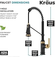 Vista 4 de KRAUS Allyn KPF-4110BBMB - Grifo de cocina de 2 funciones de estilo comercial en latón cepillado sin manchas/negro mate, KPF-4110BBMB