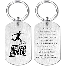 Alotozo Football Gifts - Footballer Keychain for Teens Boys, Never Give Up Inspirational Key Chain Gifts for Football Players Athletes, Christmas Graduation Birthday