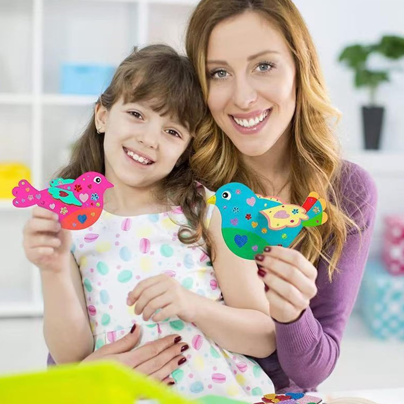 Funmo Lot De 6 Kits Bricolage Oiseaux 3D Carillon à Vent En Bois à Peindre - Activité Créative DIY Pour Enfants Printemps