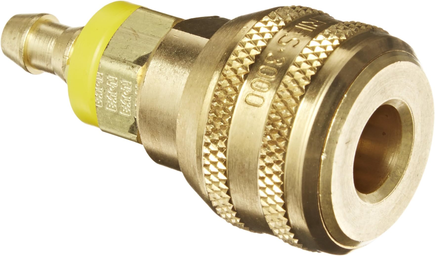 Eaton Hansen 3600P Brass ISO-B Interchange Pin Lock Pneumatic Fitting with Push-On Style Hose, Socket, 1/4" Hose ID, 1/4" Body