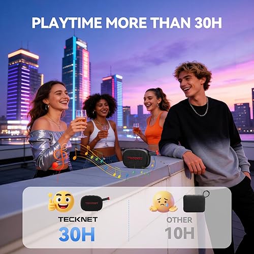 Miniatura 3 de TECKNET Altavoz Bluetooth portátil, altavoz impermeable IP67 con sonido estéreo, hasta 30 horas de reproducción, diseño magnético, BT 5.4, TWS