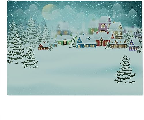 Miniatura 7 de Ambesonne Tabla de cortar de invierno, diseño de muñeco de nieve feliz, estilo de dibujos animados, tema de Feliz Navidad, tabla decorativa de