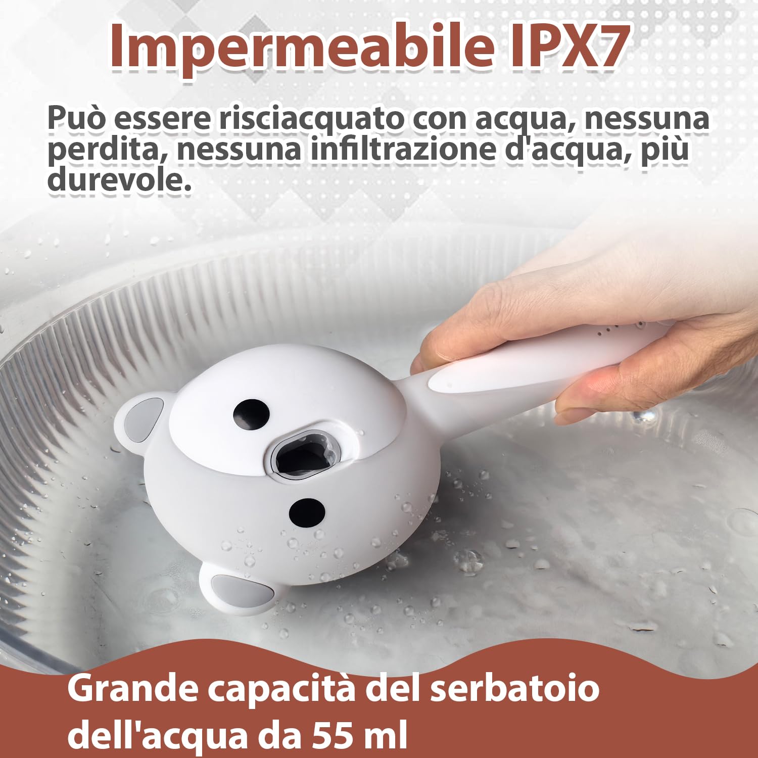 Spazzola a Vapore per Gatti con 2 Livelli di Spruzzo e Pulsante di Rilascio, 4 in 1 Impermeabile IPX7 Spazzola Animali per la Toelettatura per la Muta, Pettine per Gatti e Cani a Pelo Lungo e Corto