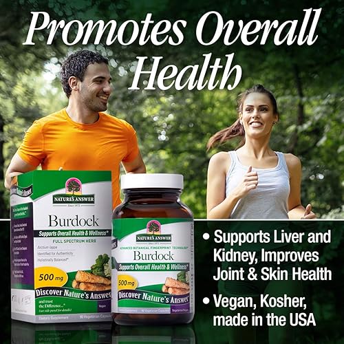 Miniatura 5 de Nature's Answer Raíz de bardana 500 mg 90 cápsulas | Desintoxicante natural | Promueve la circulación sanguínea | Apoyo para las articulaciones y la