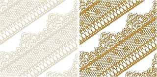 FUNSHOWCASE Ready to Use Edible Cake Lace Lattice with Small Daisy Ivory White & Golden 14-inch 20-Piece Set