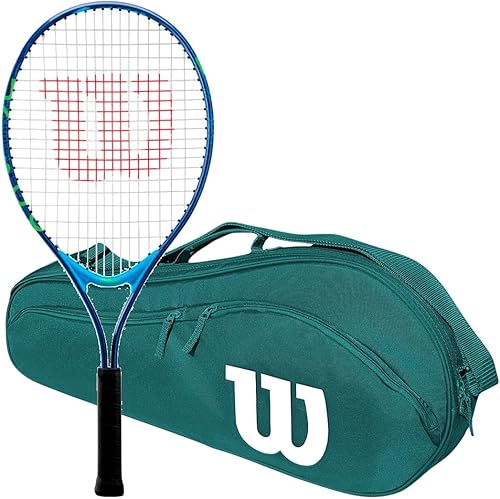 Miniatura 5 de Wilson US Open Junior Raqueta de tenis incluida con una bolsa de tenis Advantage – Juego de iniciación perfecto para niños de 3 a 10 años Azul