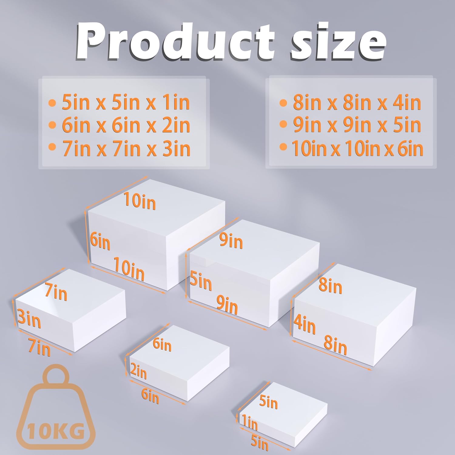 Buffet Risers, Food Display Risers for Party, White Acrylic Risers Display Stand for Buffet Table, Catering Displays for Dessert, Cube Box Nesting Riser with Hollow Bottoms (5"x6"x7"x8"x9"x10" 6 PCS) 5"x6"x7"x8"x9"x10" 6PCS White