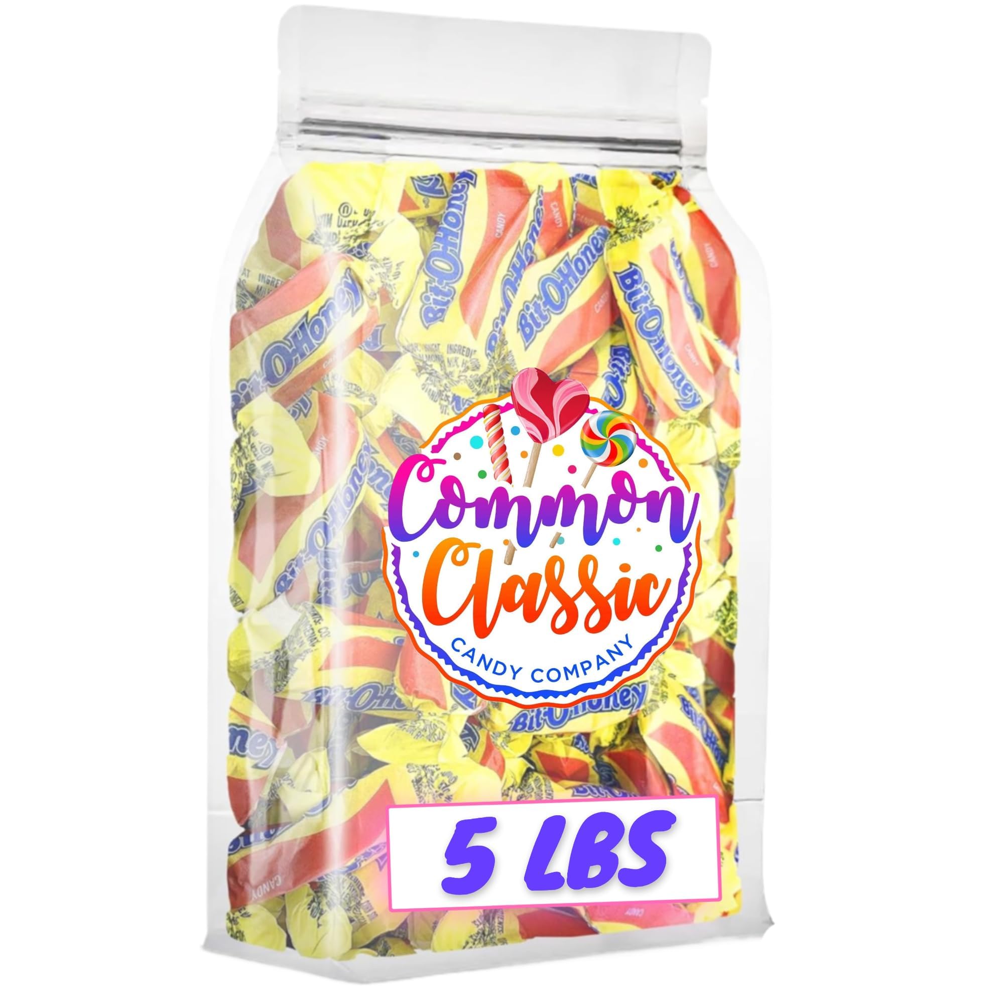 Bit-O-Honey Retro Taffy Candy | Individually Wrapped | Bulk Size 2 Pounds | Packaged and Distributed by Common Classic Candy Company