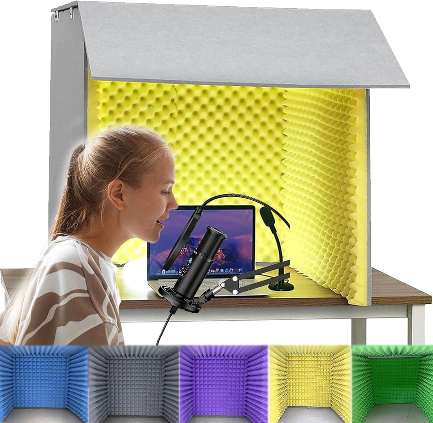 V3VOGUE Desktop Soundproof Cover, Portable Vocal Recording Booth, Isolation Booth