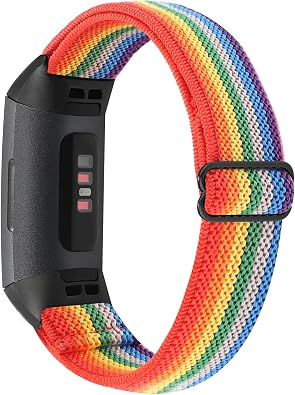 YONWORTH Adjustable Elastic Nylon Watch Band Compatible with Fitbit Charge 4/Charge 3/SE Bands, Stretch Breathable Nylon Sport Solo Loop Strap Soft Replacement Wristband for Women Men