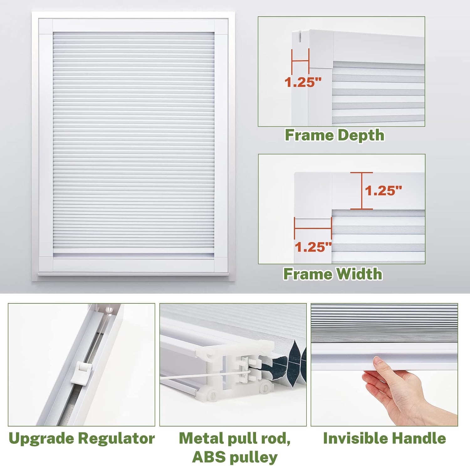 MiLin Skylight Shades & Blinds Blackout Cordless Cellular for Window Suitable for Roof Inclined Plane Room Windows - Updated Design Very Easy to Install (100% Blackout Pure White)