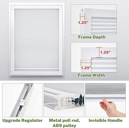 Miniatura 5 de MiLin Persianas opacas sin cordones para ventanas de techo, planos, diseño actualizado, muy fácil de instalar (100 % opaco gris niebla)