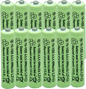 Solar Light Batteries AAA Triple A NIMH 600mAh 1.2V Rechargeable for Garden Lights Remotes Mice(12Pcs)