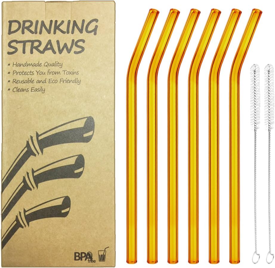 Creative Product Reusable Bent Glass Drinking Straws, Set of 6 with 2 Cleaning Brushes,Shatter Resistant,BPA Free, Non-Toxic, Eco-Friendly, 200mm x 10mm (Bent 8'' x10mm, Orange) Get Cheap Price Reusable Bent Glass Drinking Straws, Set of 6 with 2 Cleaning Brushes,Shatter Resistant,BPA Free, Non-Toxic, Eco-Friendly, 200mm x 10mm (Bent 8'' x10mm, Orange)