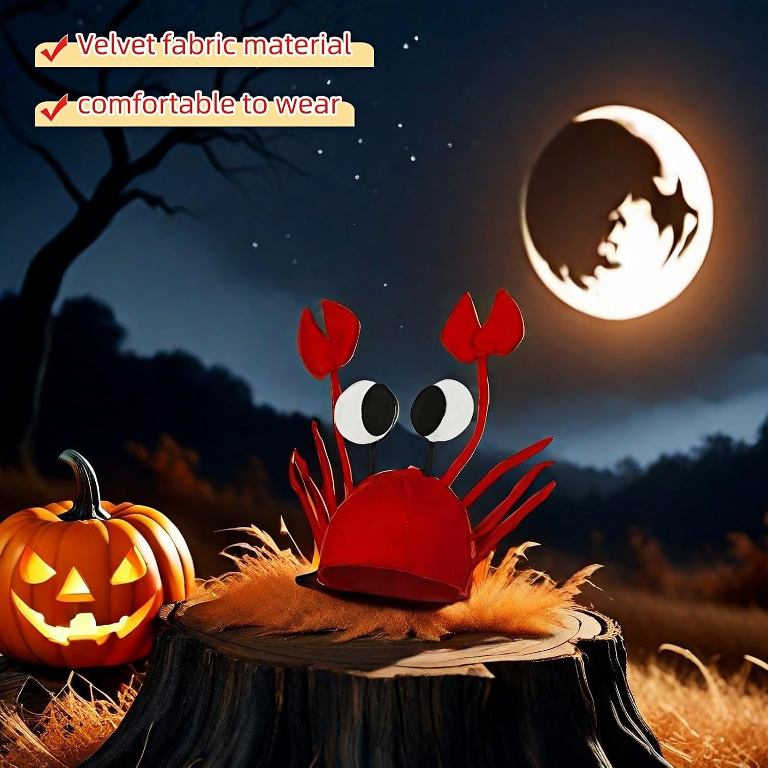 Btolin 3D Crab Hat with Movable Claw Gloves,Party Props,Funny Lobster Crab Costume Accessory for Halloween Christmas Party - Image 9