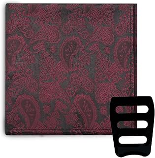 Paisley Pocket Squares for Men, Elegant Mens Handkerchiefs with Suit Pocket Square Holder for Business Banquet Party