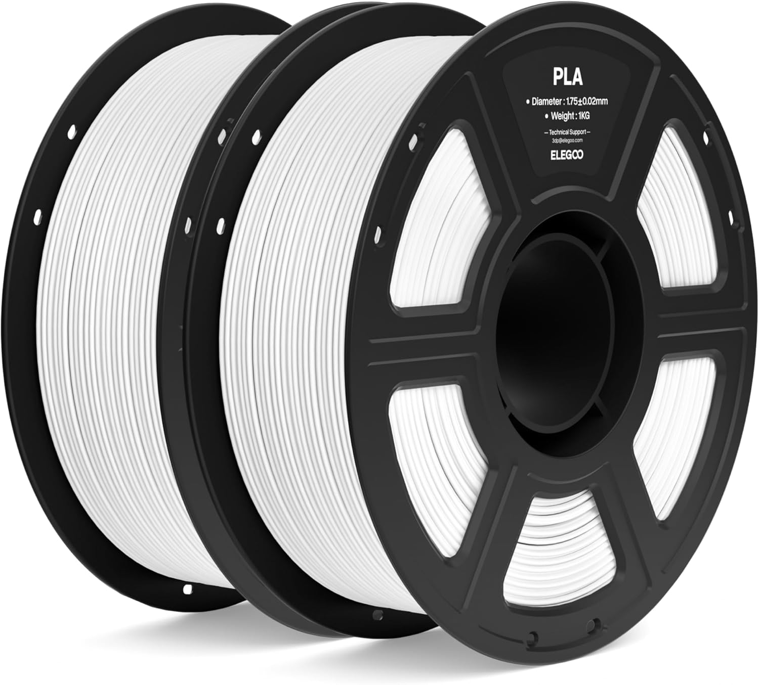ELEGOO PLA Filament 1.75mm White 2KG, 3D Printer Filament Dimensional Accuracy +/- 0.02mm, 2pcs 1kg Spool(2.2lbs) Fit Most FDM 3D Printers